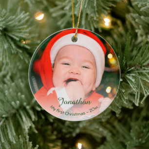 Décoration En Céramique Fête photo de Noël 2023 personnalisée pour bébé