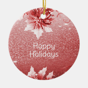 Décoration En Céramique Fêtes de Noël Feuilles rouges