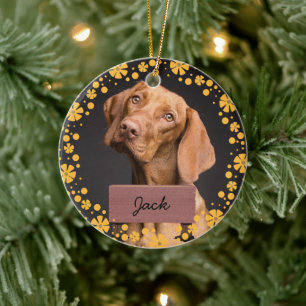 Décoration En Céramique fêtes fleur Noël Custom Chien Photo