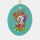 Décoration En Céramique Feu d'artifice Chien maltais 4 juillet Drapeau USA (Droite)