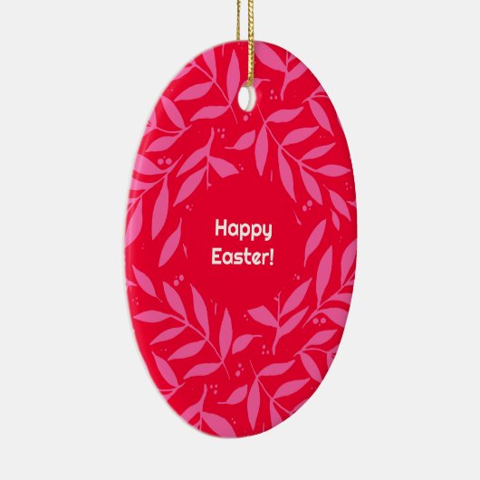 Décoration En Céramique Feuillage rose et rouge Pâques (Droite)