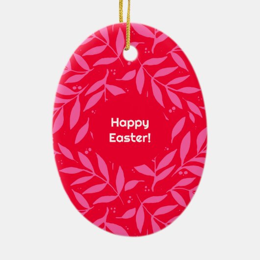Décoration En Céramique Feuillage rose et rouge Pâques (Dos)