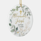 Décoration En Céramique Feuillage vert, baptême bébé Photo (Droite)