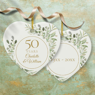 Décoration En Céramique Feuille aquarelle 50e anniversaire de mariage