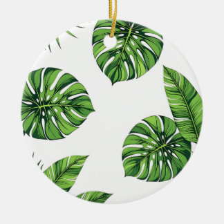 Décoration En Céramique Feuilles Tropicales de Monstera Motif Sans Couture