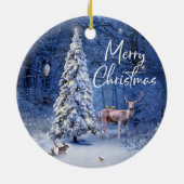 Décoration En Céramique Feux d'arbres couverts de neige de Noël (Dos)