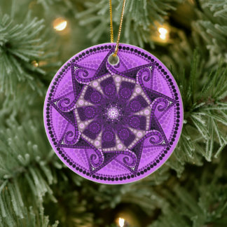 Décoration En Céramique Février Birthstone Amethyst Mandala Orament