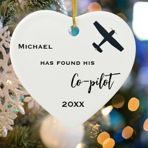 Décoration En Céramique Fiançailles Photo trouvé son co-pilote avion