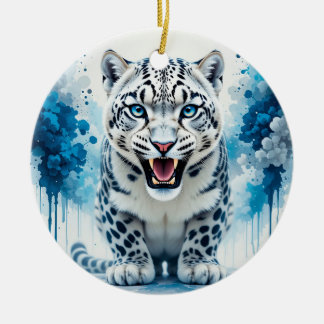 Décoration En Céramique Fierce White Leopard