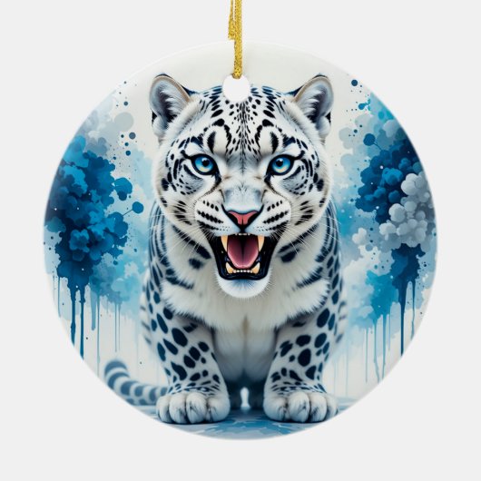 Décoration En Céramique Fierce White Leopard (Dos)