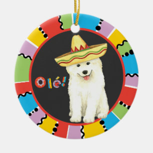 Décoration En Céramique Fiesta Samoyed Ceramic Ornament