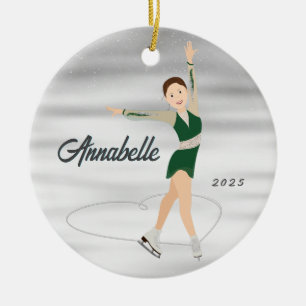 Décoration En Céramique Figure Skater Burnette en vert