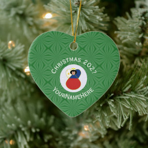 Décoration En Céramique Filipino Flag Christmas Angel Name Year Heart