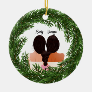 Décoration En Céramique Fille Amis Modernes pour toujours BFF Joyeux Noël