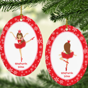 Décoration En Céramique Fille Ballerina Rouge Noël personnalisé