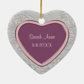 Décoration En Céramique Fille bébé du coeur d'argent premier Noël (Dos)