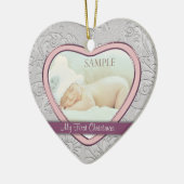 Décoration En Céramique Fille bébé du coeur d'argent premier Noël (Gauche)