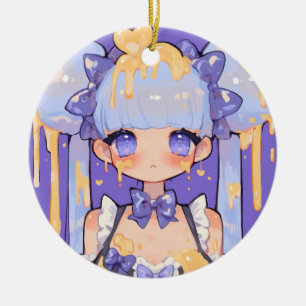 Décoration En Céramique Fille Chibi Kawaii Honey Drip