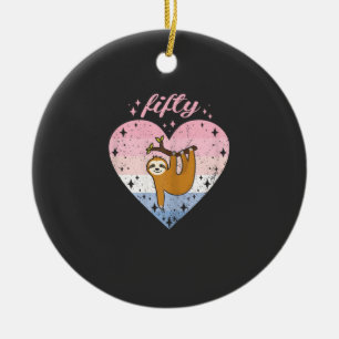 Décoration En Céramique Fille de 50 ans anniversaire mignonne paresseux 50