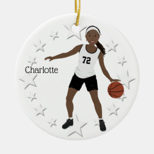 Décoration En Céramique Fille De Basket En Noir Et Blanc