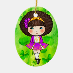 Décoration En Céramique Fille de danse irlandaise dans la robe violette