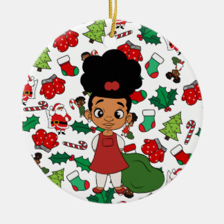 Décoration En Céramique Fille de vacances Puff Noël