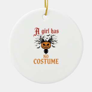 Décoration En Céramique Fille d'Halloween n'a pas de costume Citrouille