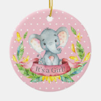 Fille Eléphant Baby shower rose
