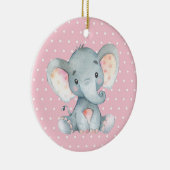 Décoration En Céramique Fille Eléphant Baby shower rose (Droite)