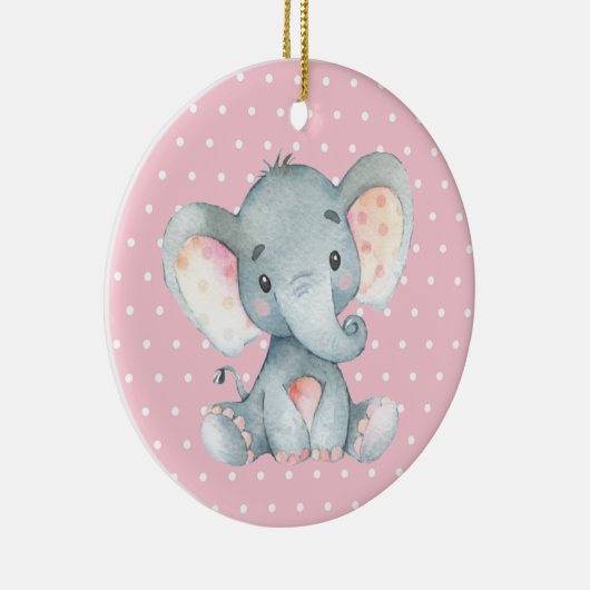 Décoration En Céramique Fille Eléphant Baby shower rose (Droite)