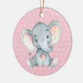 Décoration En Céramique Fille Eléphant Baby shower rose (Gauche)