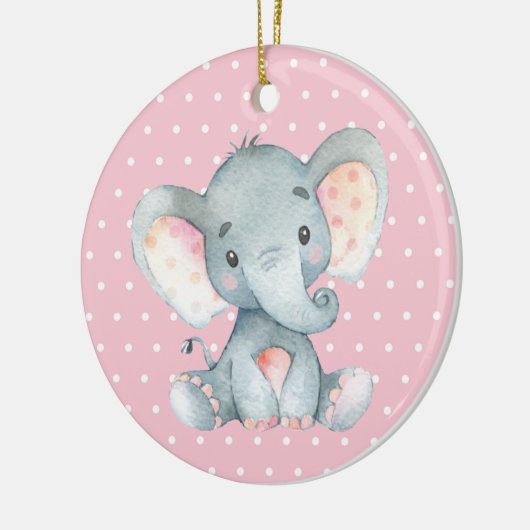 Décoration En Céramique Fille Eléphant Baby shower rose (Gauche)