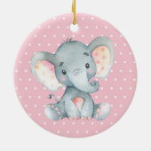 Décoration En Céramique Fille Eléphant Baby shower rose (Dos)