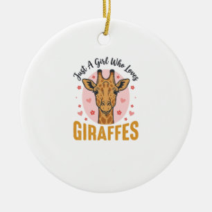 Décoration En Céramique Fille qui aime les girafes Dessin de gravure vinta