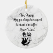 Décoration En Céramique Fille qui aime Livres & Café Custom Black & White (Dos)