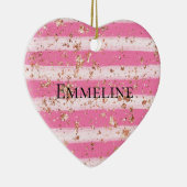 Décoration En Céramique Fille rose blanc rayures Parties scintillant (Droite)