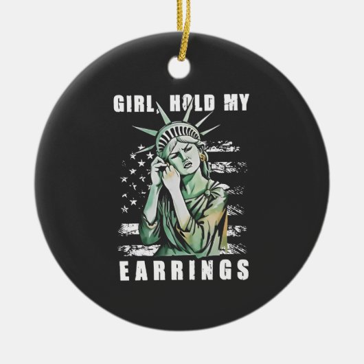 Décoration En Céramique Fille, Tiens mes oreilles Liberté Statut Américain (Devant)