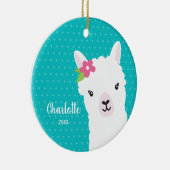 Décoration En Céramique Fille Turquoise Llama Alpaca Noël (Droite)