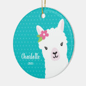 Décoration En Céramique Fille Turquoise Llama Alpaca Noël (Gauche)