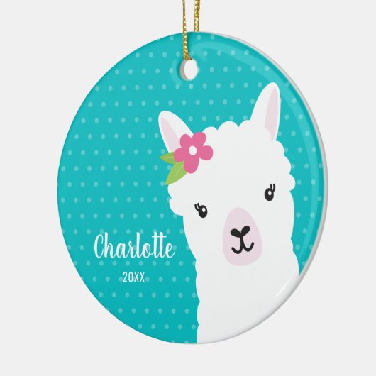 Décoration En Céramique Fille Turquoise Llama Alpaca Noël (Gauche)