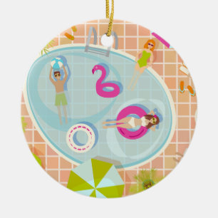 Décoration En Céramique Filles en bikini et garçons jouant à un jeu de pis