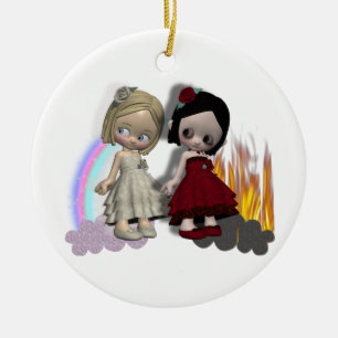 Décoration En Céramique filles mignonnes ange et diable