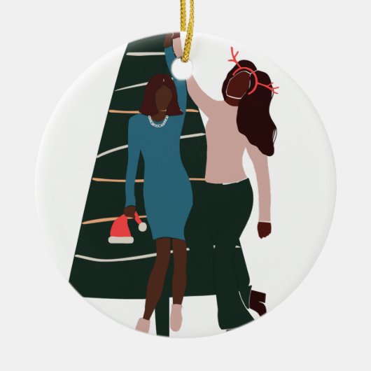 Décoration En Céramique Filles noires meilleur ami Noël (Devant)