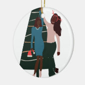 Décoration En Céramique Filles noires meilleur ami Noël (Gauche)