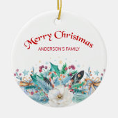 Décoration En Céramique Fir Twig Et Rose Blanche (Devant)