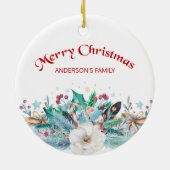 Décoration En Céramique Fir Twig Et Rose Blanche (Dos)