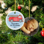 Décoration En Céramique Fire Truck Baby's 1st Christmas Photo Keepsaké<br><div class="desc">Fire Truck Baby's 1st Christmas Photo Keepsaké Ornament * Des produits de coordination seront disponibles dans notre boutique. Contactez-nous si vous avez besoin que cette conception s'applique à un produit spécifique pour créer votre propre article de correspondance unique! Merci tellement pour voir un DoodleLulu par 2 juin conception de bogues!...</div>