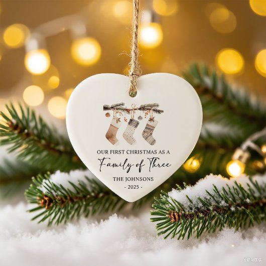 Décoration En Céramique First Christmas as a Family of Three