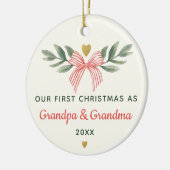 Décoration En Céramique First Christmas As Grandma Grandpa Baby Photo Name (Gauche)