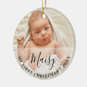 Décoration En Céramique First Christmas Baby 2 Photo Script Name (Gauche)